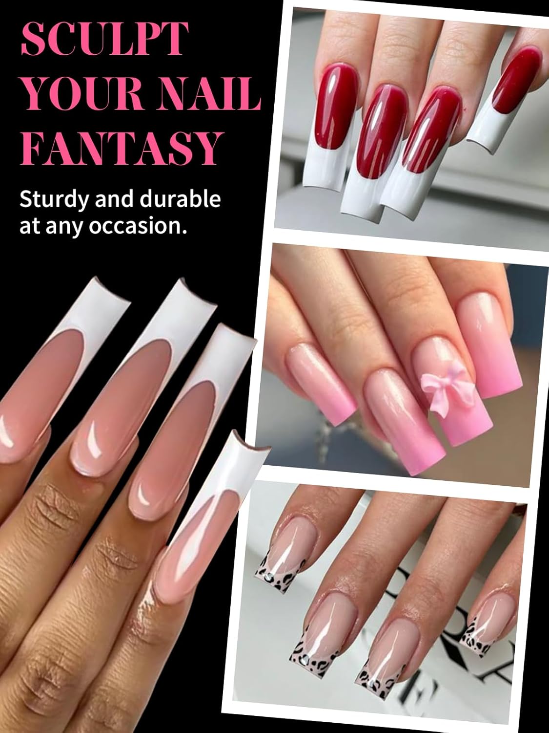 EBANKU Dual Nail Forms for Poly Extension Gel, 120 PCS Purple Square Nail Molds Reusable 12 Sizes Nail Extension Forms for Builder Gel Manicure Design Salon DIY-BrightBean Baby