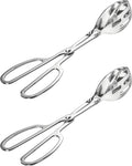 Kitchen Tongs for Cooking for Buffet Party Catering - Stainless Steel Salad Tongs for Food Bread Cake Bake Dessert, 10-Inch Serving Tongs for Grill, Steak, Barbecue, Scissor Design (2 Pack)