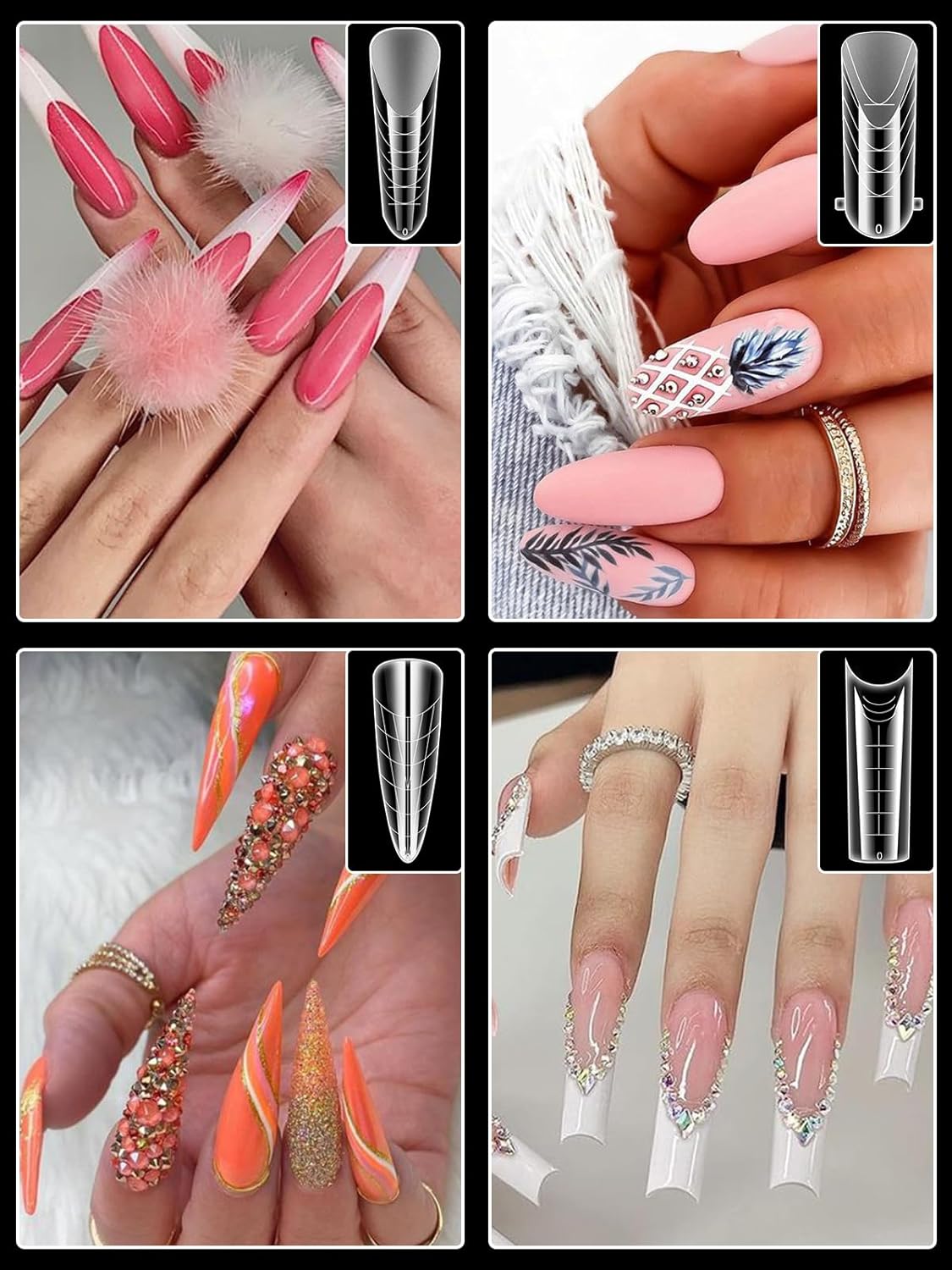 EBANKU Dual Forms for Poly Nail Gel 288PCS Dual Nail Forms Molds Stiletto Coffin Ballerina Acrylic Nail Tips 12 Shapes for Builder Gel Manicure Nail Art Design Salon DIY at Home-BrightBean Baby