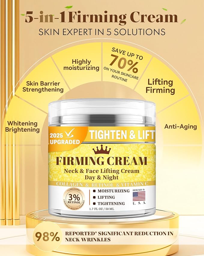 3% Retinol Cream Face Moisturizer, Anti Aging Neck Firming Cream with Collagen, Day & Night Face Cream with Hyaluronic Acid, Lifting & Tightening Wrinkle for Women & Men (1.51 Fl Oz (Pack of 1))-BrightBean Baby