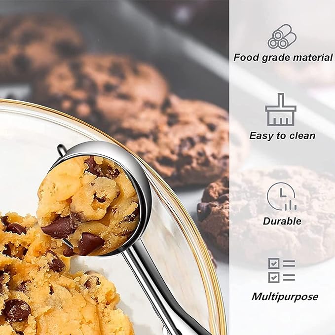 Ice Cream Scoop, Cookie Scoop, 5.3 Tbsp/ 80 ml/ 2.7 oz Cookie Scoops for Baking, 18/8 Stainless Steel Cookie Scooper for Baking, Ice Cream Scooper with Trigger Release, Cookie Dough Scoop(Blue)