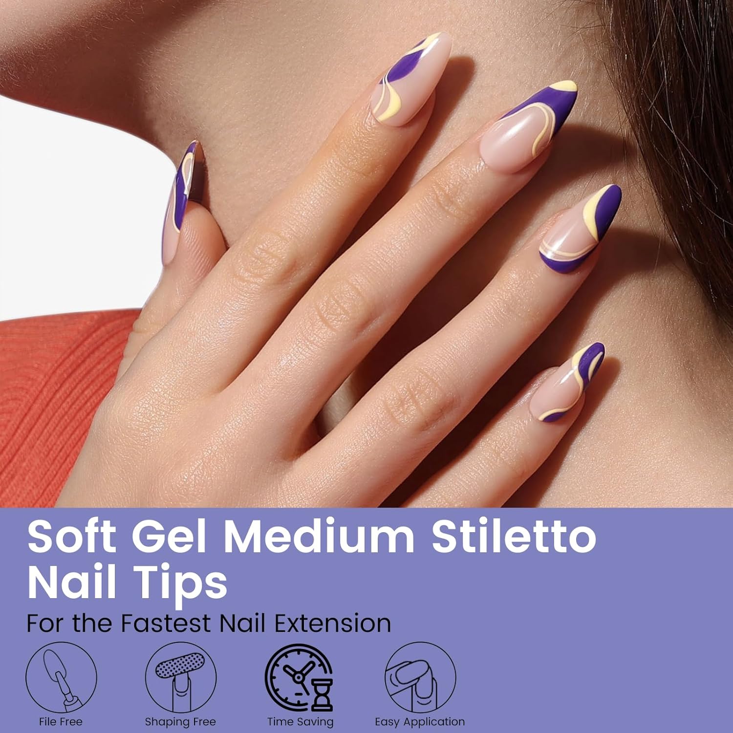 Medium Stiletto Nail Tips: 240Pcs Full Cover Stiletto Press On Nails, 12Sizes Pre-shaped Soft Gel Nails Clear Fake False Nails For Nail Extensions Home Nail Art Salon-BrightBean Baby