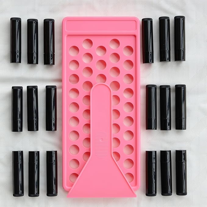 50 Lip Balm Container Kit with Filling Tray and Spatula, Round Tube Refillable Empty Tube 3 Colors, 0.15 oz, BPA Free, for DIY Homemade Lipstick Lipstick (50 black kits,)-BrightBean Baby
