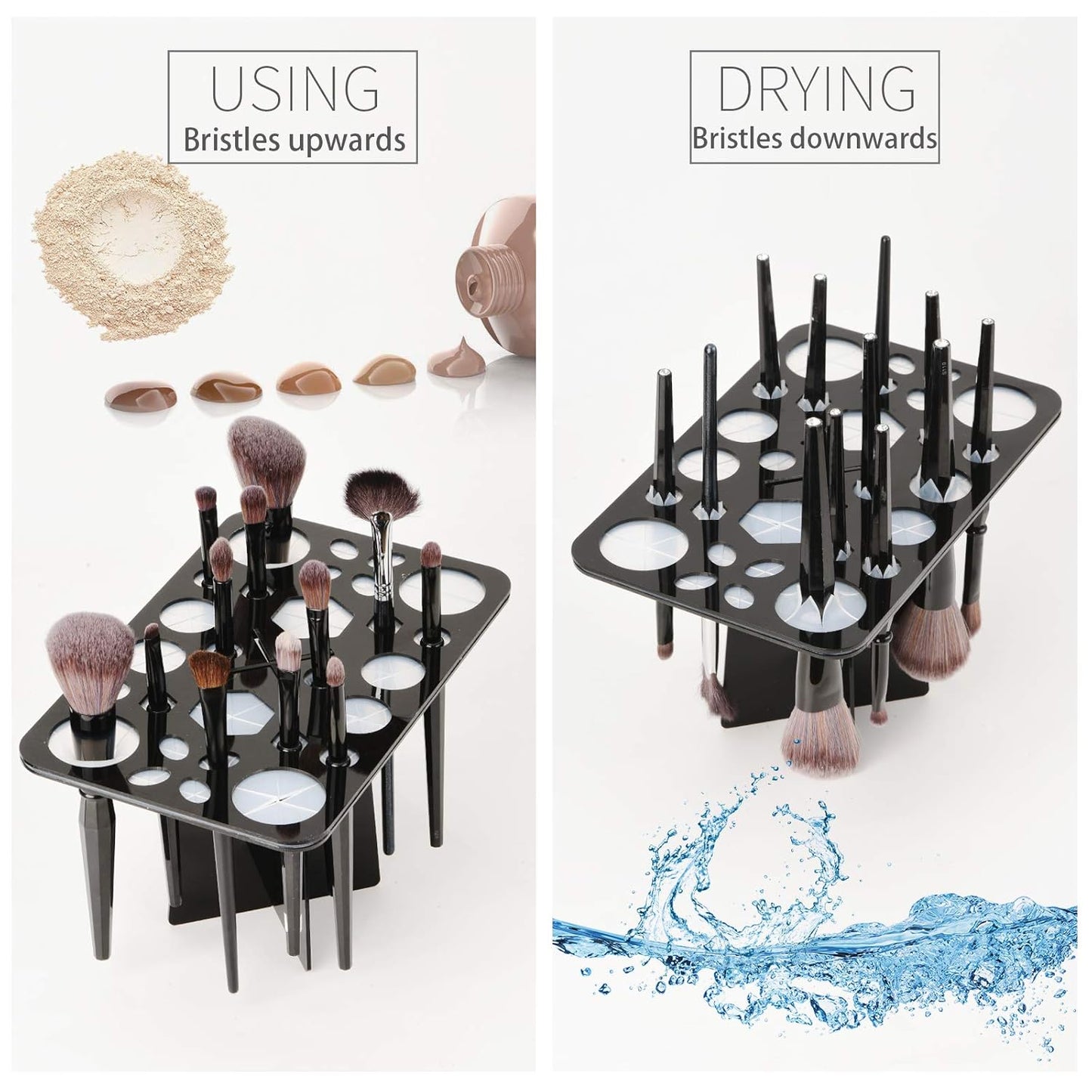 Makeup Brushes Drying Rack, Brushes Dryer, Collapsible 28 Slot Acrylic Brush Holder Stand Tree Tray Support Display for Makeup Artist Acrylic Nail Brushes Makeup Lovers-BrightBean Baby