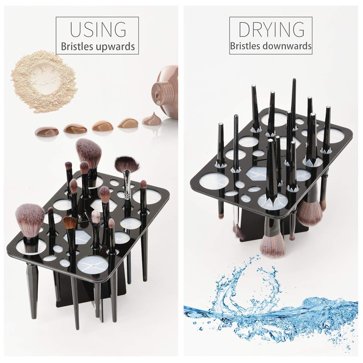 Makeup Brushes Drying Rack, Brushes Dryer, Collapsible 28 Slot Acrylic Brush Holder Stand Tree Tray Support Display for Makeup Artist Acrylic Nail Brushes Makeup Lovers-BrightBean Baby