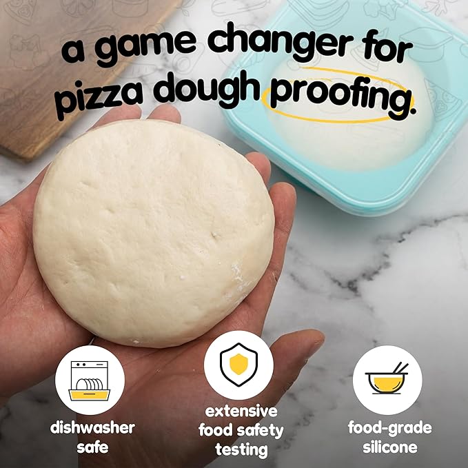 Stackable Silicone Artisan Pizza Dough Proofing Containers with Lids (2 Yellow+2 Space Gray)