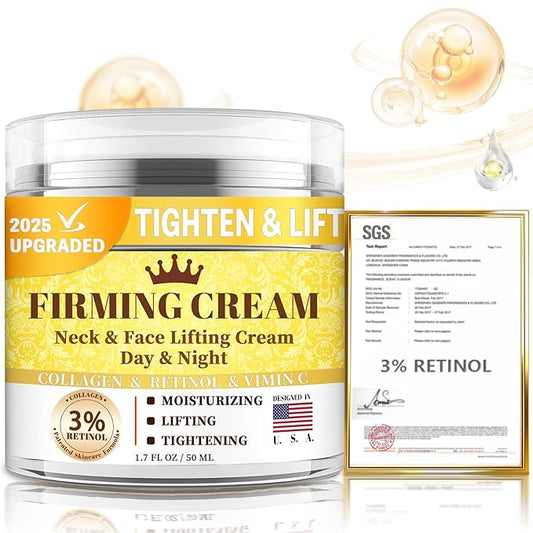 3% Retinol Cream Face Moisturizer, Anti Aging Neck Firming Cream with Collagen, Day & Night Face Cream with Hyaluronic Acid, Lifting & Tightening Wrinkle for Women & Men (1.51 Fl Oz (Pack of 1))-BrightBean Baby