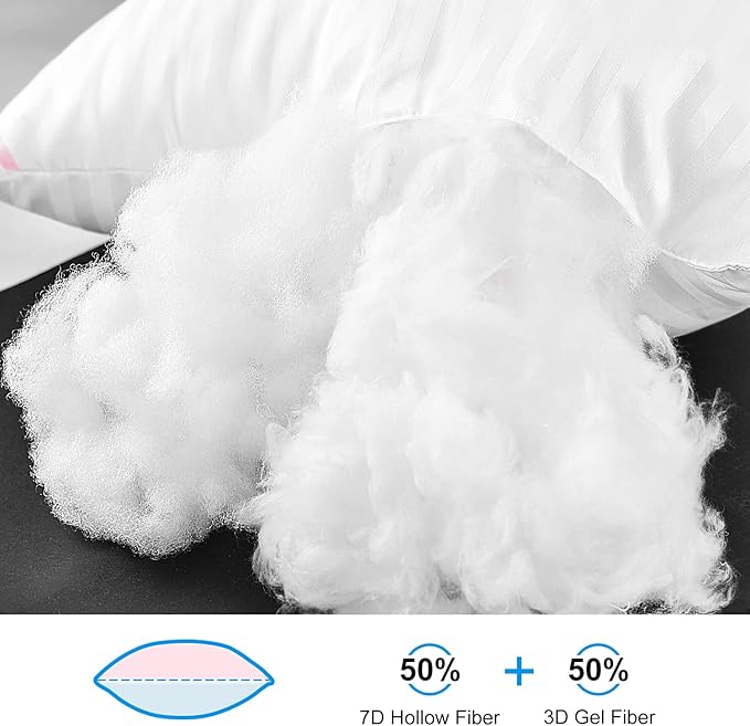 EIUE Hotel Collection Bed Pillows King Size - Down Alternative 2 Pack White
