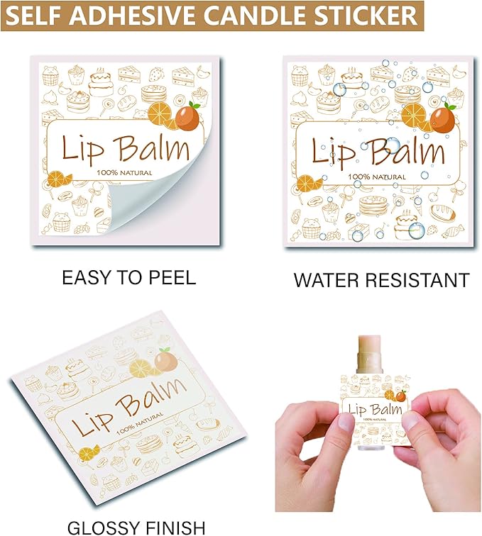 CRASPIRE Lip Balm Labels 80pcs Homemade Lip Balm Labels 2” Clear Lip Balm Labels for Tubes Printable Waterproof Lip Balm Stickers Labels for Lip Balm Handcream Candle Container（Food Logo）-BrightBean Baby
