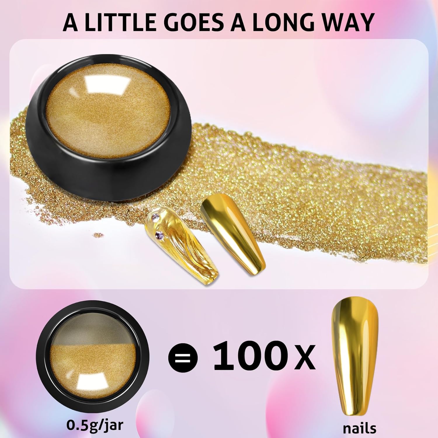 Gold Silver Chrome Nail Powder, 12 Colors Iridescent Holographic Unicorn Chrome Powder for Nails, Metallic Mirror Effect Rose Gold Champagne Nail Powder Pigment Glitter Foils Flakes Nail Art-BrightBean Baby