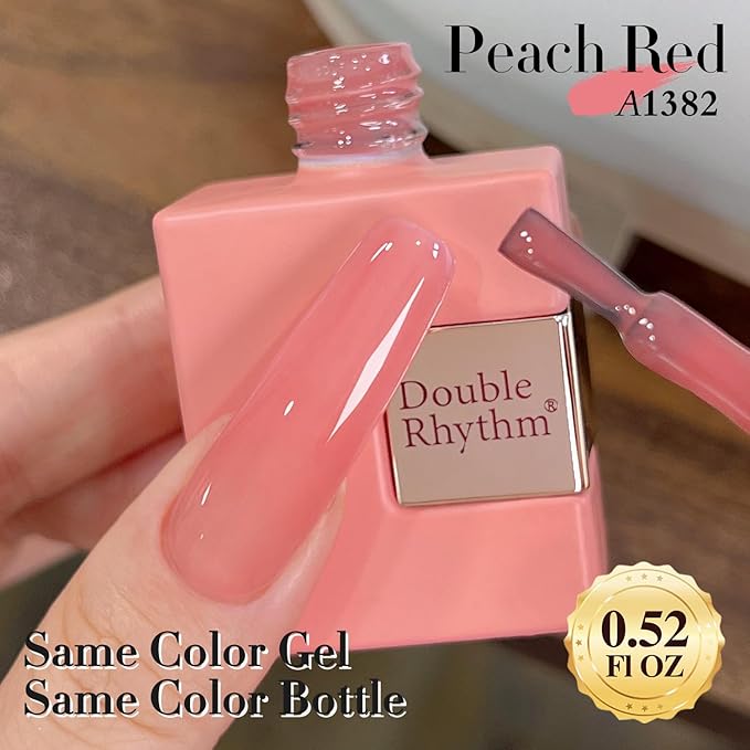 Double Rhythm 0.5Oz Translucent Gel Polish Sheer Neutral Natural Light Milky Same Color Same Bottle 15ML Jelly Gel Polish Art DIY at Home (Pink Rose-A1382)-BrightBean Baby