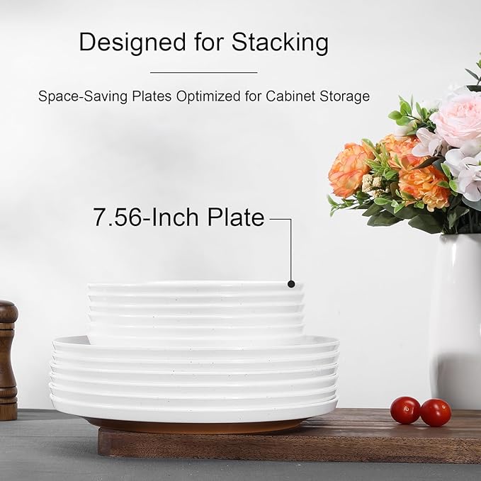 Webbylee Melamine Dessert Plates Set of 6-7.56" Serving Durable Dishes Perfect for Kitchen Outdoor Use,Durable Small Plates for Salad-White & Brown