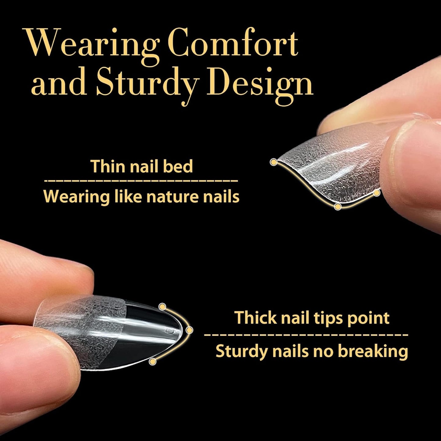 UNA GELLA Medium Almond Nail Tips, 312pcs Almond Gel Nails Tips Shape Pre Etched Full Cover Clear Fake Acrylic Pointed Press On Nails No C Curve for Nail Extension Art DIY Salon 12 Sizes-BrightBean Baby