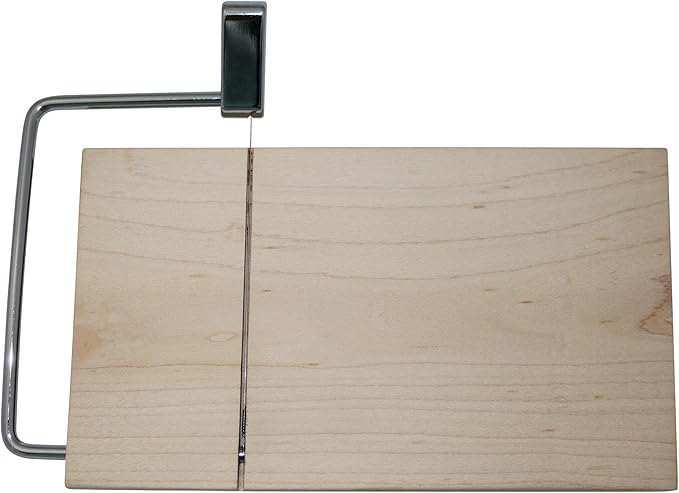 SlidingSusan Cheese Cutting Board - 11” Maple Wood with Silver Stainless Steel Slicer - Charcuterie Block for Hard & Soft Cheeses, Butter, Meat – Heavy Duty Handheld Kitchen Tool