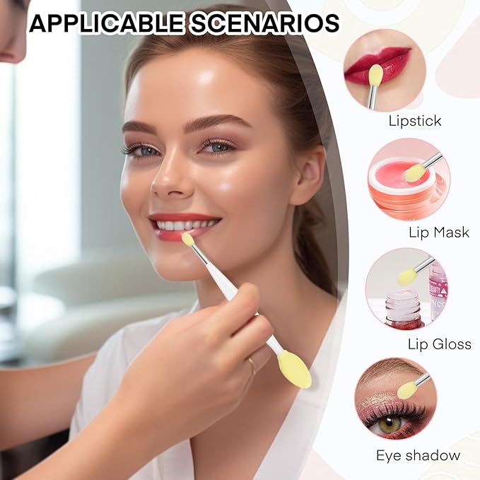 Unaone Lip Scrub Brush - 3 PCS Dual-ended Lip Scrubber Exfoliator and Silicone Lip Brush, 3-in-1 Silicone Lip Scrub Tool Lip Mask Applicator, Gentle Exfoliator & Applicator for Soft-BrightBean Baby