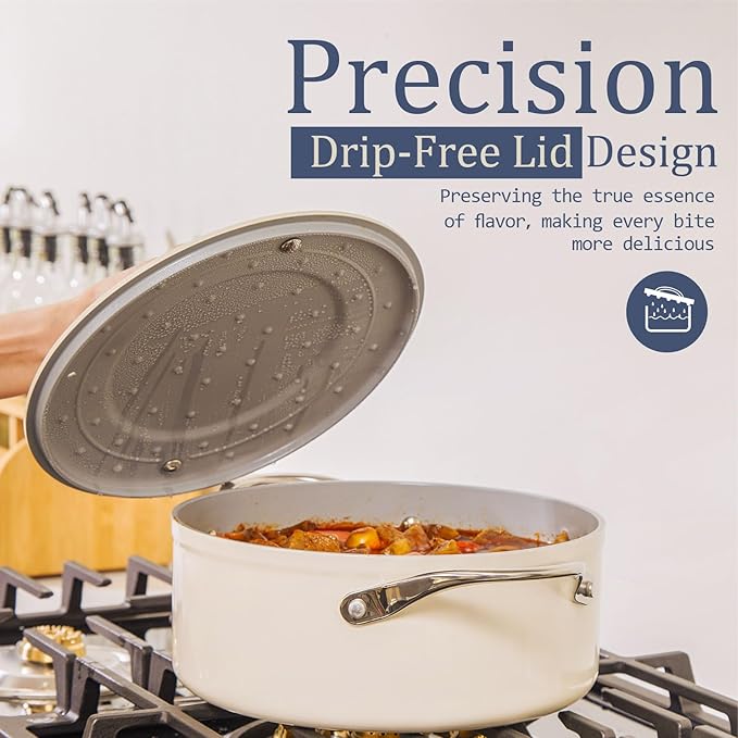 Ceramic Cookware Set Nonstick Pots and Pans Set with Lid PFAS-Free Non Toxic Cookware Set with Advanced G7 Ceramic Coating, Oven Safe Up To 500°F, Quick & Even Heat Distribution, Navy Blue
