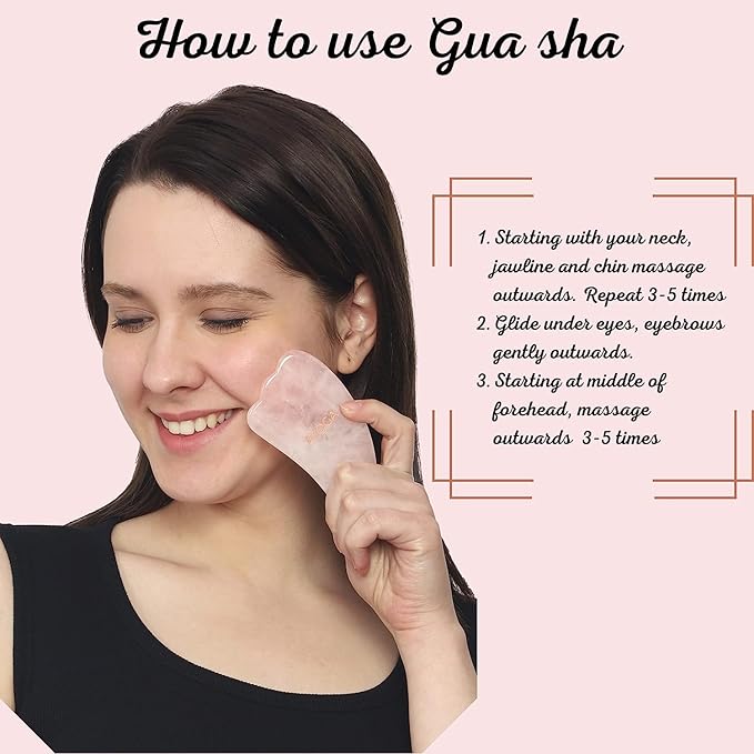Rose Quartz Roller and Gua sha Set | Reduces Wrinkles, Fine lines and Dark Circles | Pink Jade Roller | Anti-aging Massager for Skin Toning and Tightening for Face, Eyes, Neck-BrightBean Baby