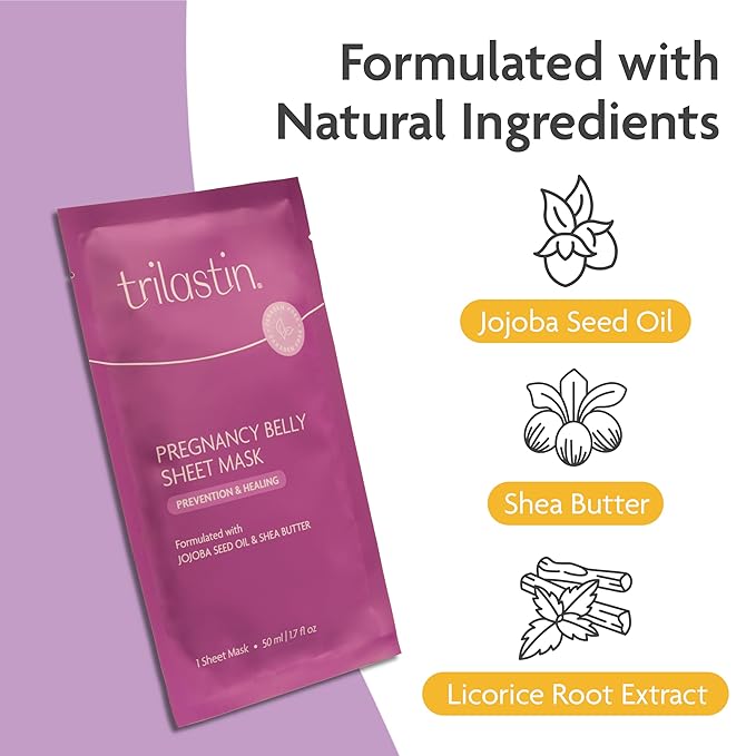 TriLASTIN Belly Masks - Belly Masks for Pregnant Women - Hydrating & Soothing for Itchy Skin - Reduces Stretch Marks - Safe for Sensitive Skin - Paraben & Phthalate-Free - Made in USA - 4 Pack-BrightBean Baby