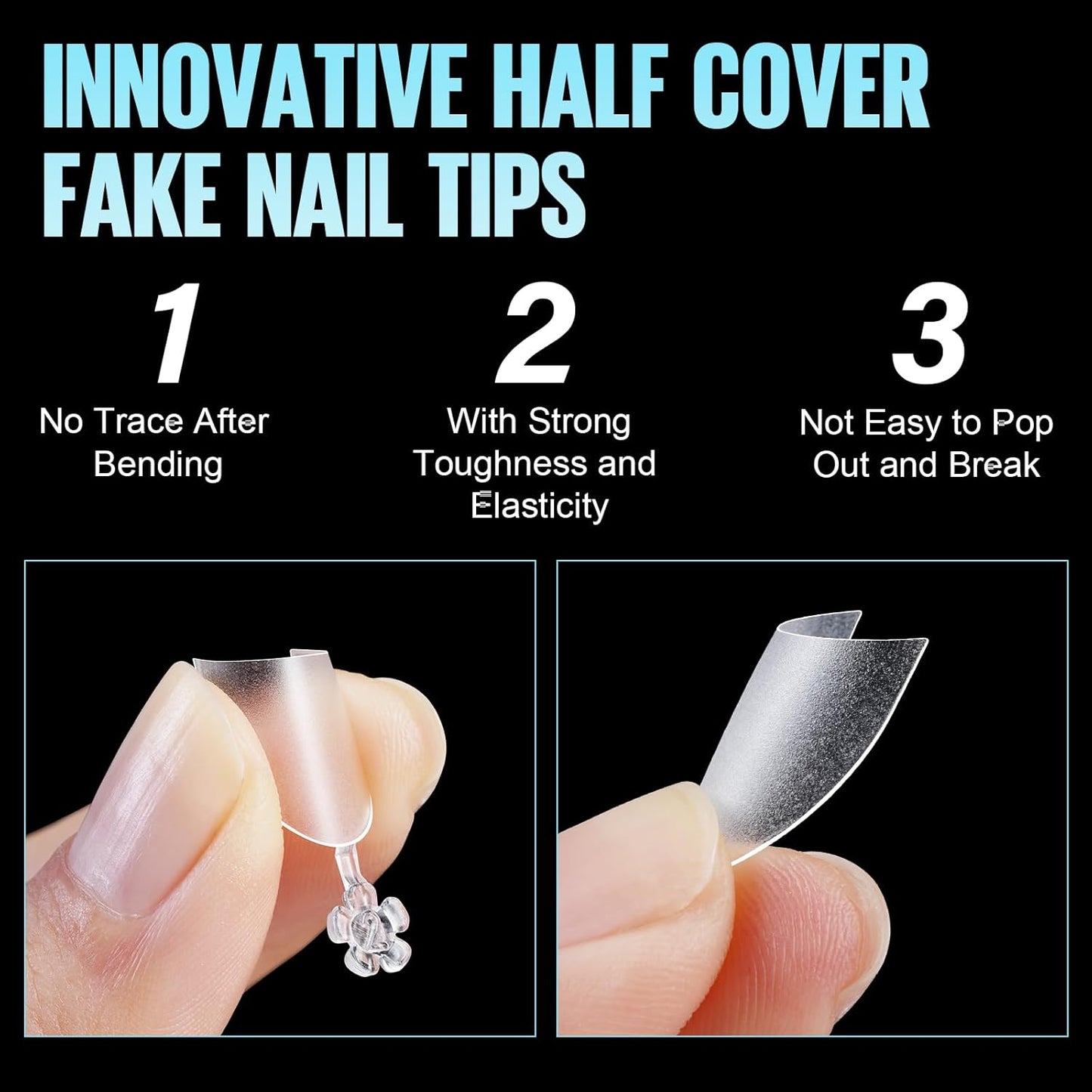 TOMICCA Short Oval Nail Tips 510Pcs Acrylic Fake Nails Full Matte, 12 Sizes No C Curve Nail Tips Half Cover for Salon DIY Nail art-BrightBean Baby