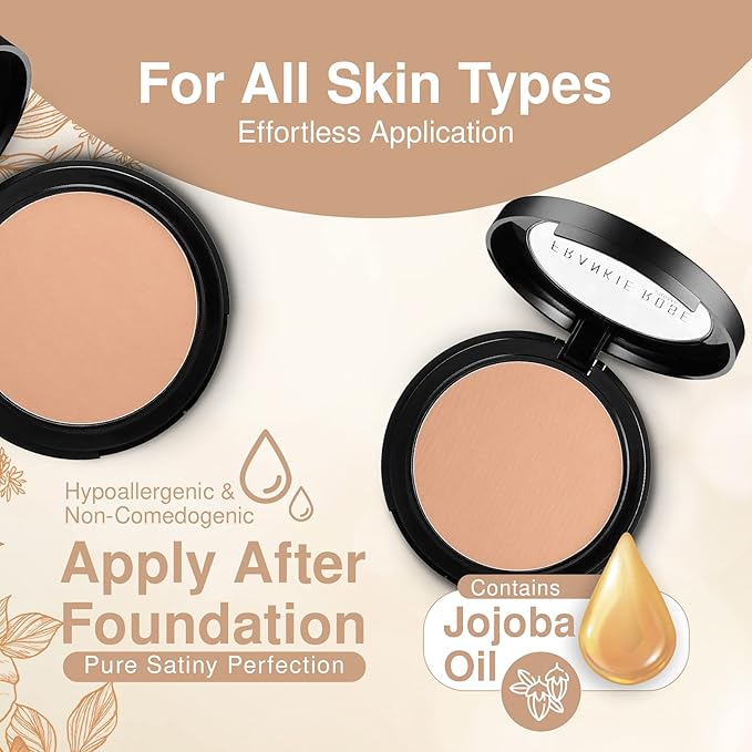 Frankie Rose Cosmetics Powder Foundation – Full Coverage Face Powder For Pores & Imperfections, Evens Out Skin Tone & Shine-Control | 58 Grams (Buff)-BrightBean Baby