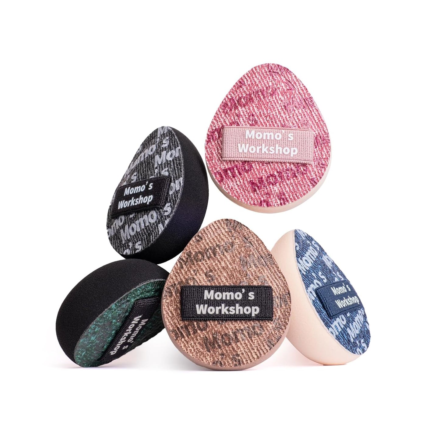 Mini Denim Makeup Sponge Set, Multi-Use Mini Makeup Blenders Sponge for Liquid/Cream/Concealer/Blush/Highlighter, Perfect for Detail Work & Travel,5PCS Mini Concealer Puffs with Storage Case-BrightBean Baby