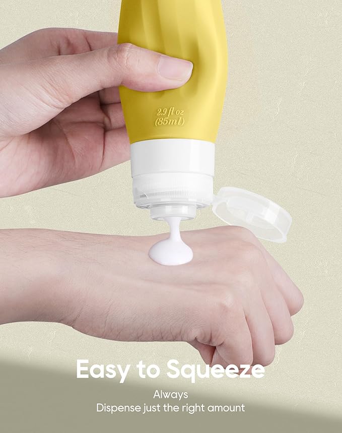 Morfone 16 Pack Silicone Travel Bottles Set for Toiletries TSA Approved Travel Containers Leakproof Squeezable Refillable Accessories 2oz 3oz for Shampoo Conditioner Lotion Liquids (Yellow Blue)-BrightBean Baby