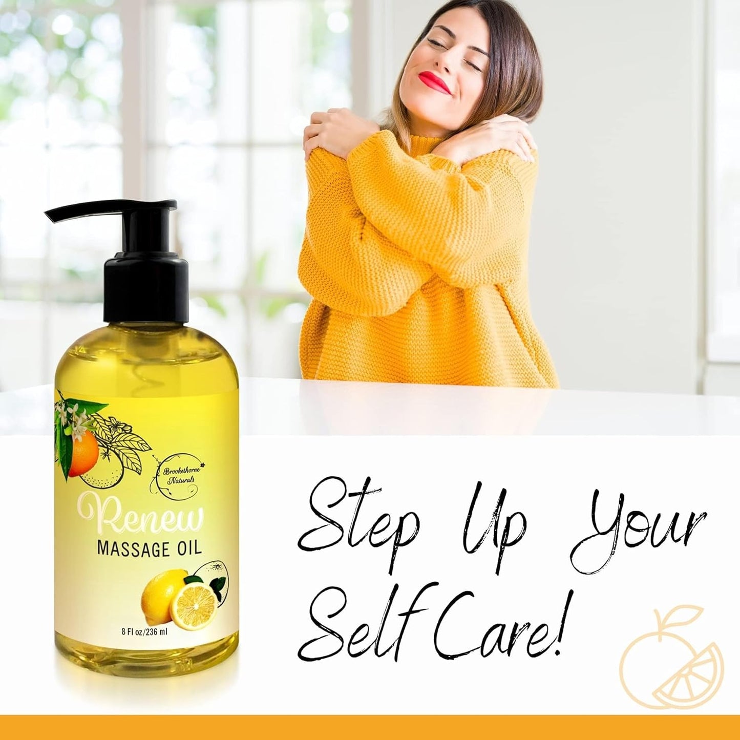 Renew Massage Oil with Orange, Lemon & Peppermint Essential Oils - Great for Massage Therapy or Home use. Ideal for Full Body – with Almond, Grapeseed & Jojoba – by Brookethorne Naturals-BrightBean Baby