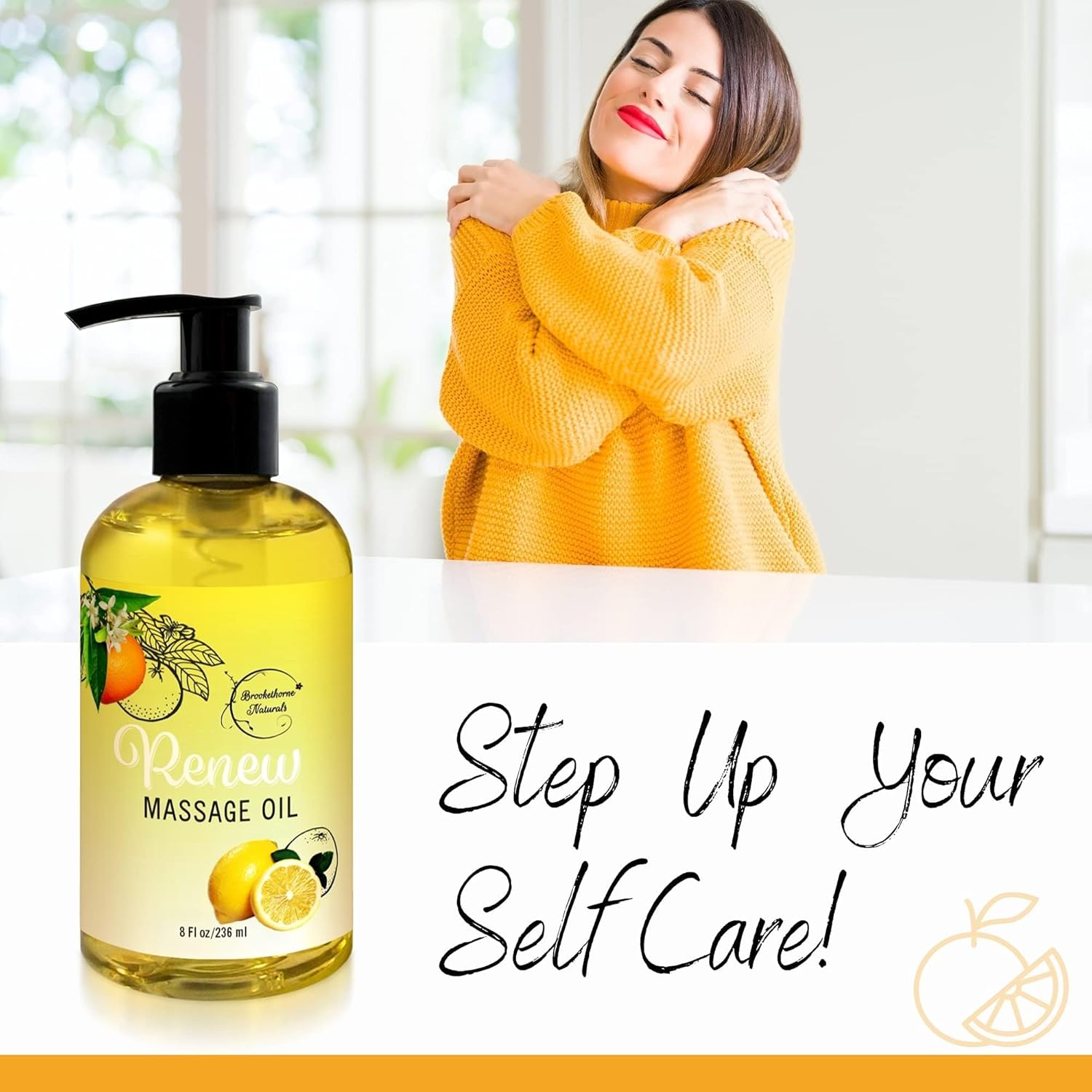 Renew Massage Oil with Orange, Lemon & Peppermint Essential Oils - Great for Massage Therapy or Home use. Ideal for Full Body – with Almond, Grapeseed & Jojoba – by Brookethorne Naturals-BrightBean Baby