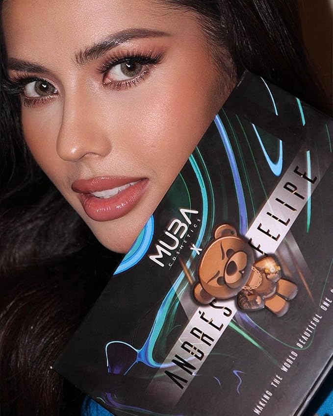 MUBA COSMETICS Andrés Felipe All in One Makeup Palette - Face Makeup Set with 12-Color Matte & Shimmer Eyeshadow Palette with Face Highlighter, Makeup Blush, Contour Powder-BrightBean Baby