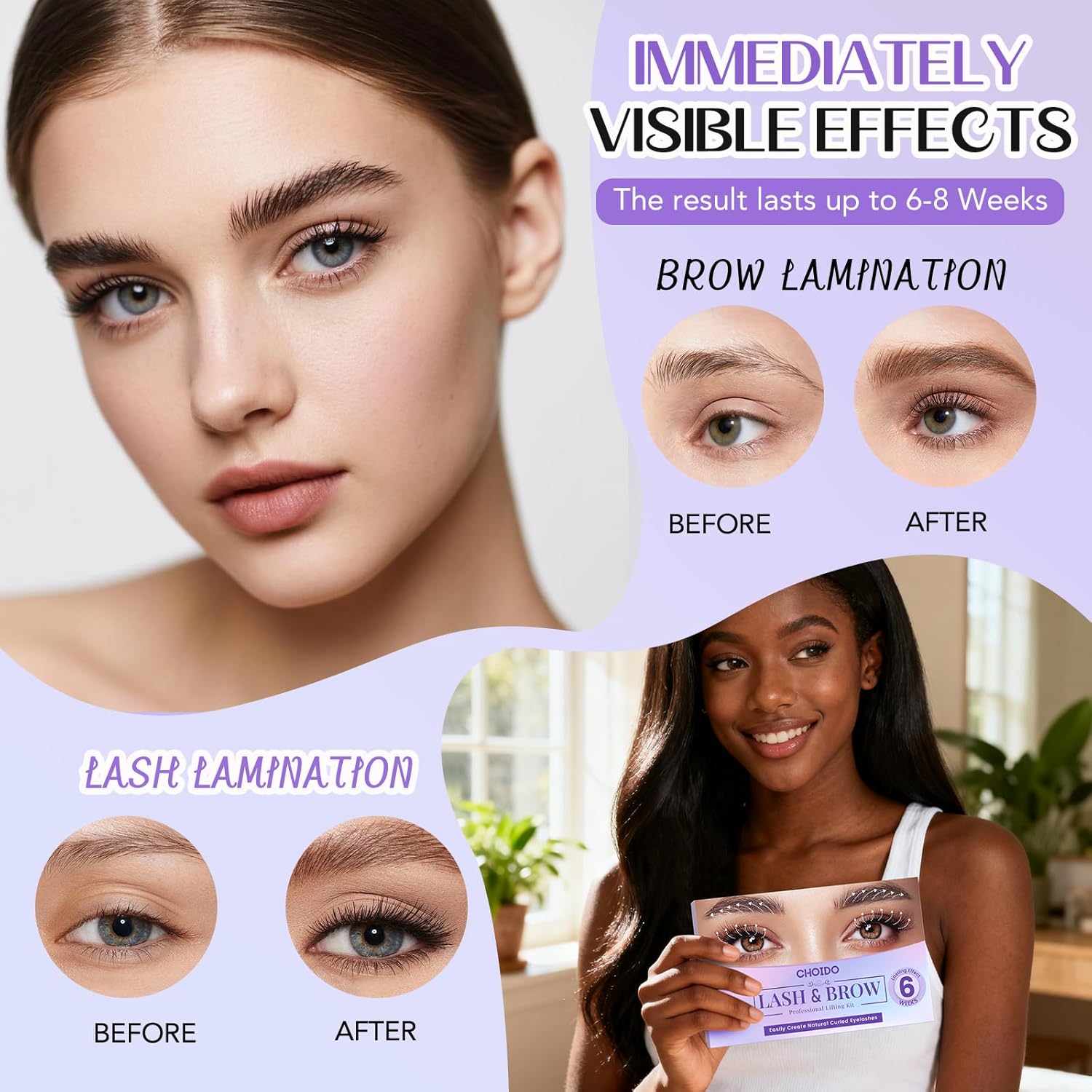 Lash Lift Kit - Eyelash Perm Kit - Eyebrow Lamination Kit, 2 in 1 Professional Eyelash Curling Lash Extension & Eyebrow Lift Kit, Eyelash Lift Kit Easy to Use for Salon & DIY Home Use, Lasts 6-8 Weeks-BrightBean Baby