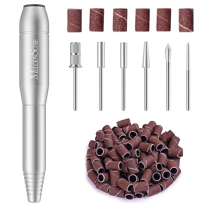 MelodySusie Portable Electric Nail Drill,PC120B Compact Efile Electrical Professional Nail File Kit for Acrylic, Gel Nails, Manicure Pedicure Polishing Shape Tools Design for Home Salon Use, Silver-BrightBean Baby