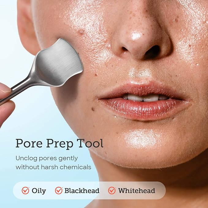 LitBear Pore Prep Tool, Blackhead Remover Pimple Popper Tool Kit, Stainless Steel Blackhead Extractions Tool for Acne, Whitehead Popping, Blemish, Comedone, Black-BrightBean Baby