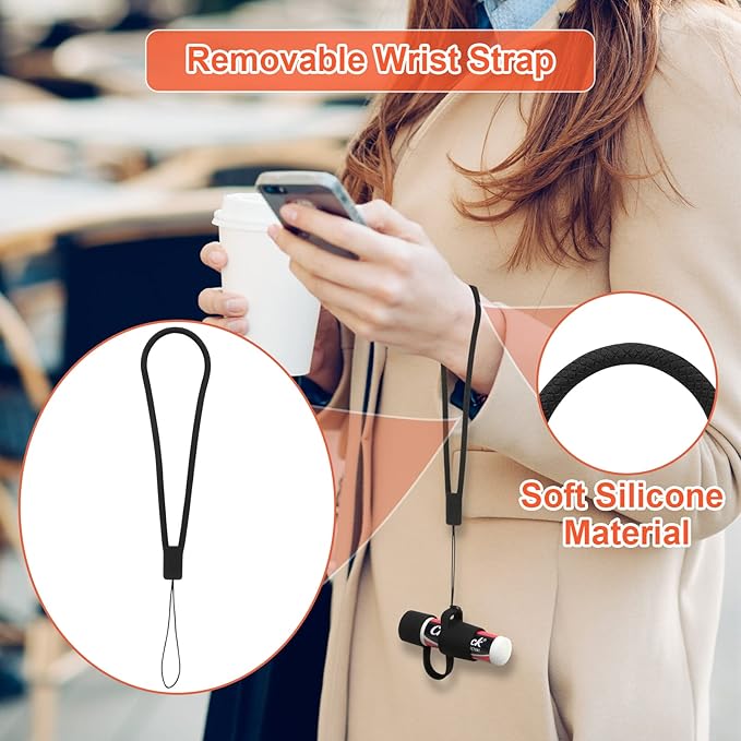 Desing Wish 2 PCS Silicone Lip Balm Holder with Cap Cover Portable Chapstick Holder Keychain Sleeve Lip Balm Key Chain with Key Ring and Wrist Strap Lanyard - Black-BrightBean Baby