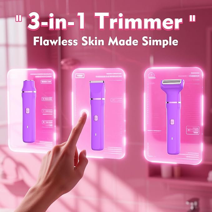 Electric Shaver for Women - Cordless Dermave Bikini Trimmer for Lady's Beauty, Painless Facial Hair Removal Device with Low Noise, Detachable Head, Fast Charging, 2025 Beach Vacation Essentials-BrightBean Baby