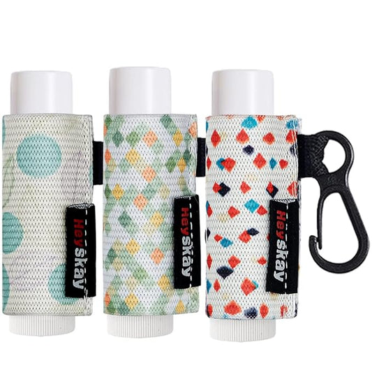 3pcs Lip Balm Holder Sleeves Keychain Chapstick Holder Keychain Lip Gloss Holder Chapstick Elastic Sleeves (Geometric Pattern)-BrightBean Baby