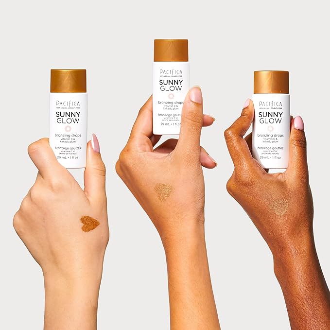 Pacifica Sunny Glow Liquid Face Bronzer Drops - Face Makeup Bronzing For Face & Cheeks for Instant Sun-Kissed Glow - Vitamin C & Glycolic Acid Infused Liquid Bronzer Illuminating Highlighting Clean-BrightBean Baby