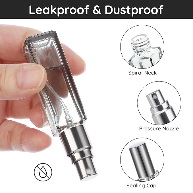 Segbeauty Travel Perfume Bottle Refillable, Empty Mini Portable Perfume Atomizer with Funnel, 5 Set of 10ML Glass Spray Bottle Fine Mist Leak-proof Sprayer Travel Sample Bottles for Cologne Fragrance-BrightBean Baby