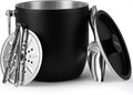Insulated Ice Bucket, 3L Double Wall Stainless Steel Ice Bucket with Tongs,Lid, Scoop and Strainer, Ice Buckets for Parties,Cocktail Bars, Chilling Beer, Champagne, Wine Bottles