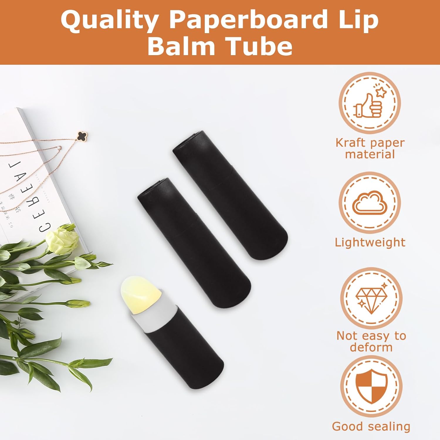 30PC 0.3oz Kraft Paperboard Lip Balm Containers Cardboard Lip Balm Tubes with Lids Refillable Chapstick Tubes Empty Push-Up Style Perfume Lip Gloss Container for DIY Cosmetic Storage-BrightBean Baby