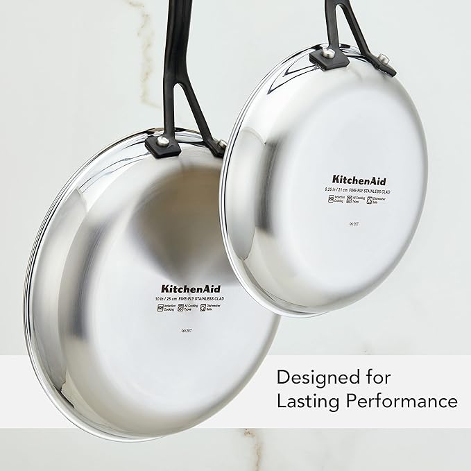 KitchenAid 5-Ply Stainless Steel Frying Pan Set - 8.25" & 10" (Polished)