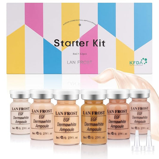 BB Facial Glow Serum Starter Kit Hyaluronic Acid Essence Foundation Skin Care Kit 0.27oz 6 Vials, Combined With Niacinamide and Peptides To Brighten Skin Tone Anti-Aging Foundation 6-Color(Multicolo)-BrightBean Baby