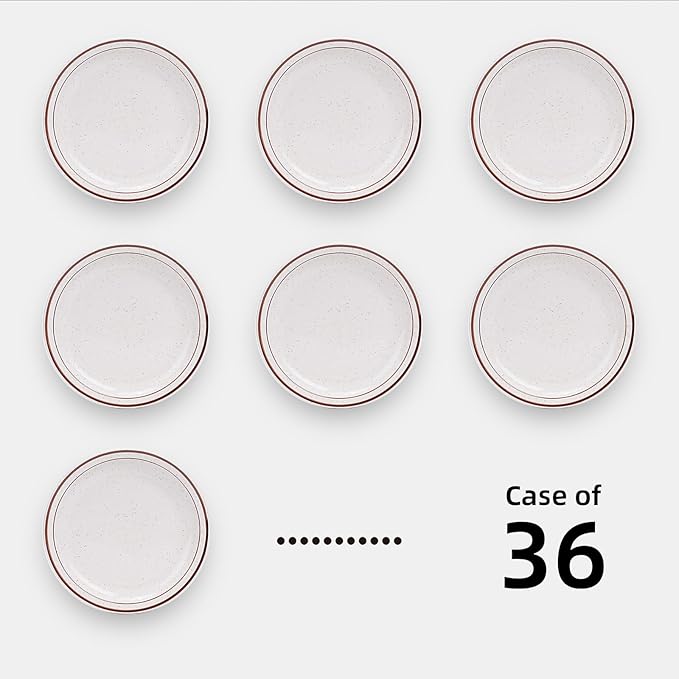 Stoneware Narrow Rim Brown Speckle, Plate 5.5", Case of 36