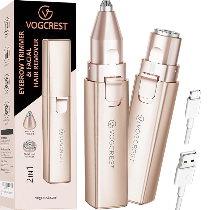 Rechargeable Facial Hair Removal for Women: 2-in-1 Electric Eyebrow and Facial Hair Removal Device - Suitable for eyebrows chin cheeks Features a built-in LED light-BrightBean Baby
