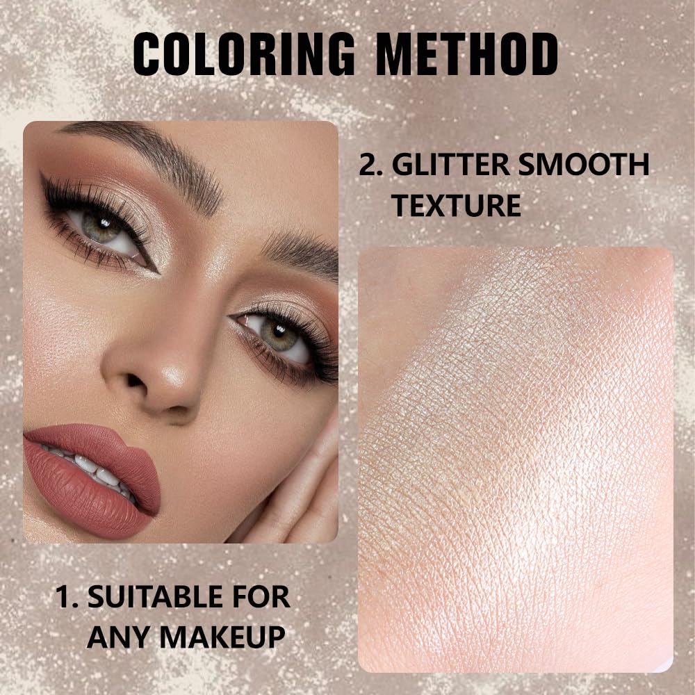 Light Nude Brown Shimmer Single Eyeshadow Makeup Palette, Natural Nude Brown Single Eye Shades, Creamy Pressed Powder for Easy Blending, Mini Travel Palette for Women, Everyday Eyeshadow Makeup-BrightBean Baby