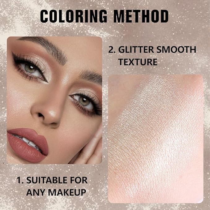 evpct Light Nude Brown Shimmer Single Eyeshadow Palette Makeup for Older Women, Iced Latte Glitter Sparkle Cream Eye Shadow Palette Brightener Makeup for Older Women, High Pigment Monochrome Eyeshadow-BrightBean Baby