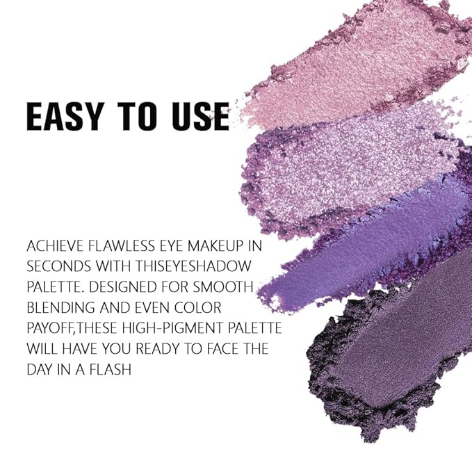 4 Colors Dark Purple Pink Eye Shadow Powder Palette Makeup, Neutral Matte Shimmer Cream Quads Eyeshadow Palette for Women Highly Pigmented Waterproof, paleta de sombras de ojos, Vegan, 05-BrightBean Baby