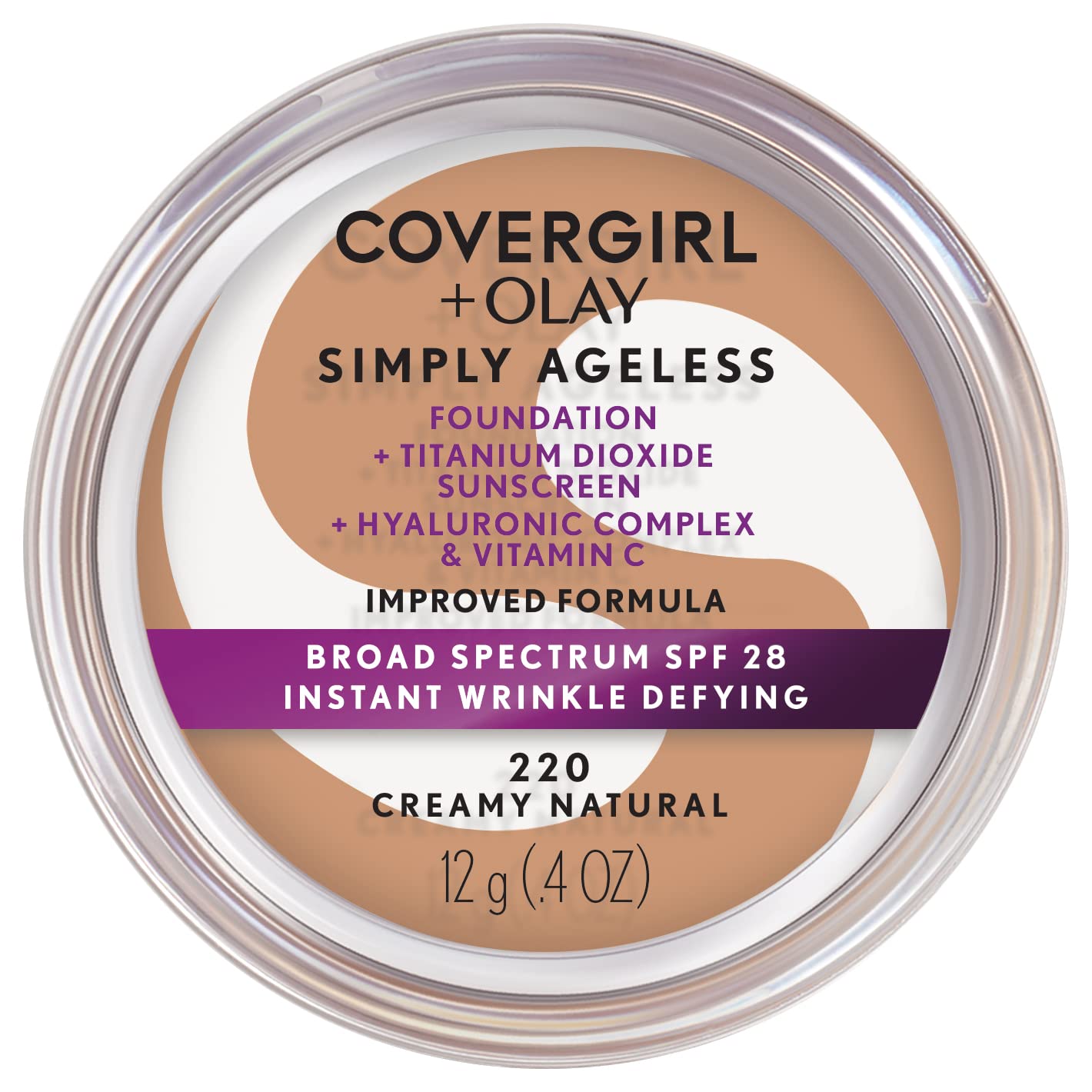 COVERGIRL Simply Ageless Instant Wrinkle-Defying Foundation Creamy Natural 0.44 Fl Oz & Instant Wrinkle Blurring Pressed Powder Classic Ivory 0.39 Oz-BrightBean Baby