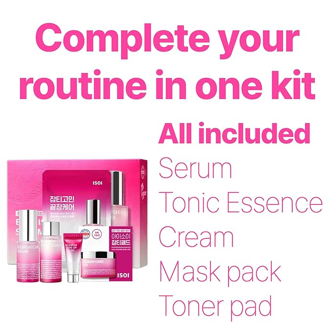 ISOI Blemish Care Up Serum Gift Set, Korean Skin Care for Hydration & Radiance – Full Size or 5-Step Travel Kit Options (5-Step Special Kit (1.77 fl.oz))-BrightBean Baby