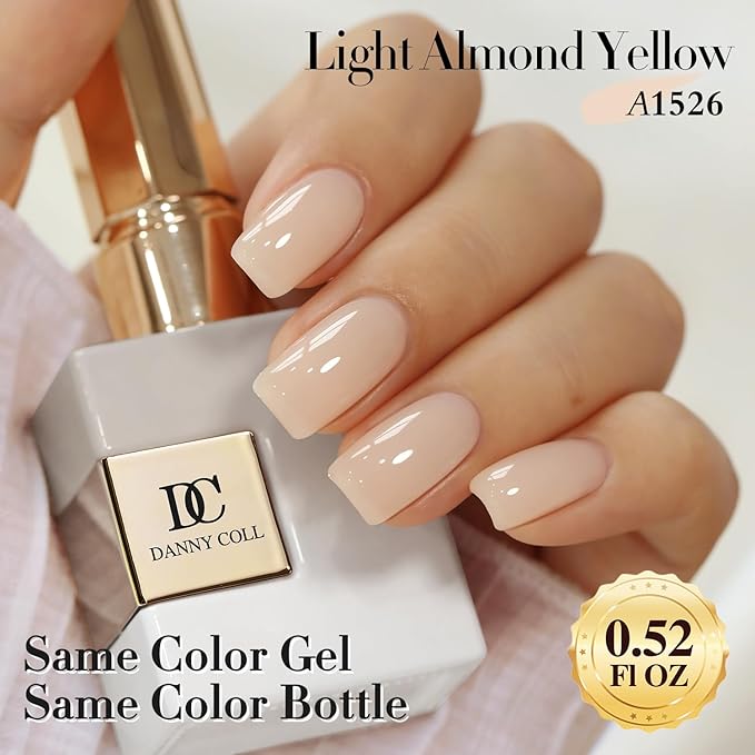 Double Rhythm 0.50 OZ Translucent Gel Polish Same Color Same Bottle Sheer Pastel Neutral Natural Milky 15 ML Jelly UV Nail Art DIY at Home (Cream Yellow-A1526)-BrightBean Baby