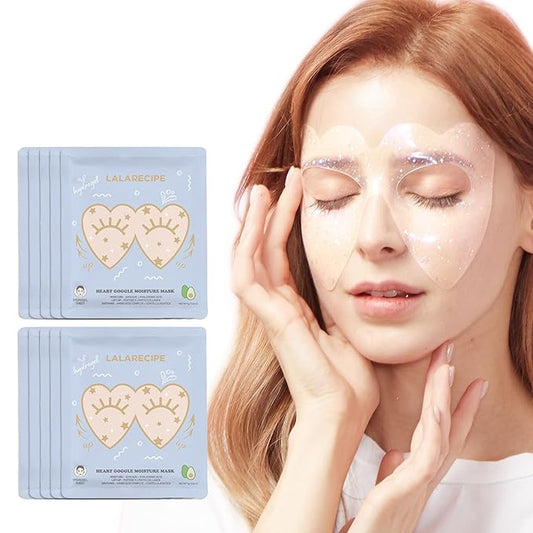Avocado Heart-Shaped Collagen Under Eye Masks | Brightening Eye Mask Pads w/Hyaluronic Acid & Niacinamide | Hydrogel Depuffing Under Eye Patches for Dark Circles and Puffiness (Pack of 10)-BrightBean Baby